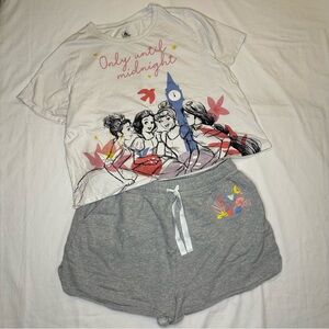 Disney Women's Princess Cinderella Jasmine Tiana Snow White Pajama Set Large